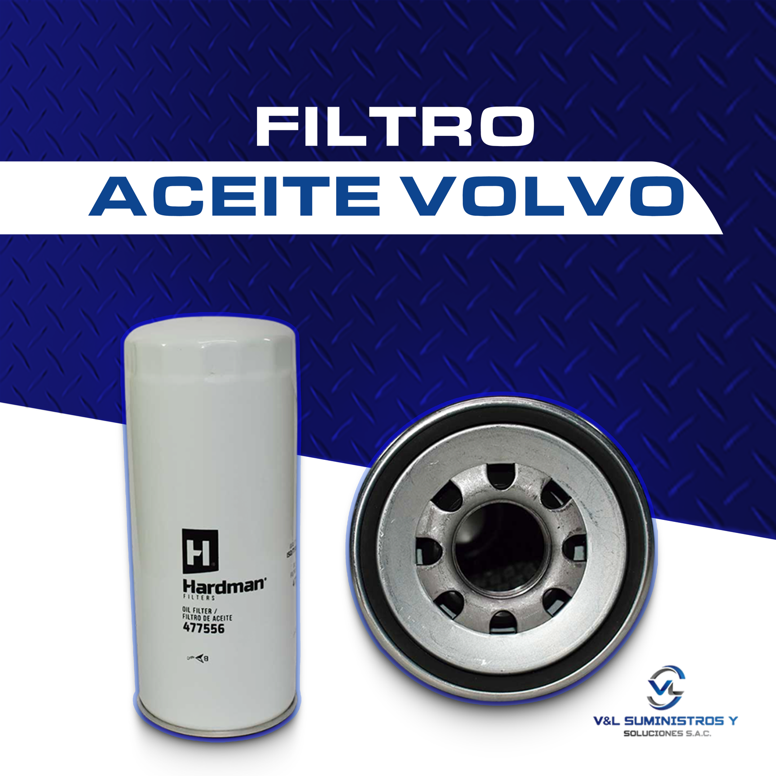 Filtro de Aceite HARDMAN para Volvo - Modelos B, B12R, B58, D7R, FH12, FH440, FM, NH12, NL10, NL12 - OC282
